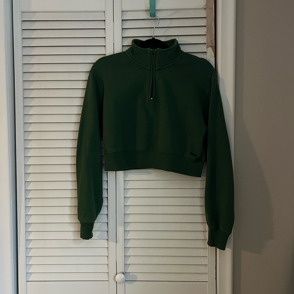 TNA Green Cropped Quarter-Zip Women's Top